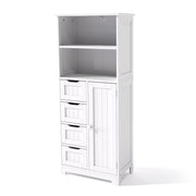 VINGLI 51in Tall Bathroom Floor Cabinet Wooden Storage Organizer Free-Standing Cupboard Cabinet White