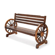 VINGLI Rustic Wooden Wagon Wheel Bench 2-Person Seat Bench