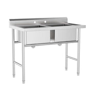 Vingli Commercial 304 Stainless Steel Restaurant Sink 2 Compartment Free Standing Utility Sink