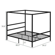 VINGLI Metal Canopy Bed Frame with Heavy Duty Steel Slat
