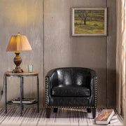VINGLI Accent Barrel Chair Faux Leather Chair Modern Tub Club Chair