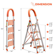 LUISLADDERS Folding Step Ladder with Widened Anti-Slip Strip Pedal