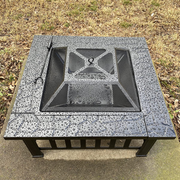 VINGLI 32 Inch Outdoor Square Fire Pit Table Black FP0SS32