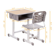 ShowMaven Adjustable Height Student Desk and Chair Set with Drawer