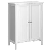 VINGLI Modern Bathroom Floor Storage Cabinet with Adjustable Shelf and Double Door Organizer Cabinet White