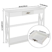 VINGLI Modern Console Table Slim Entryway Table with Drawer and Storage Shelf White