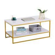 VINGLI 41.7" 2-Tier Rectangular Marble Coffee Table