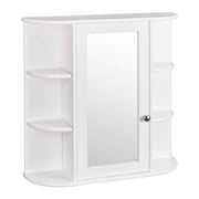 VINGLI Bathroom Wall Mounted Cabinet with 6 Shelvs Single Door Mirrior White