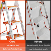 LUISLADDERS Folding Step Ladder with Widened Anti-Slip Strip Pedal