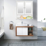 VINGLI Bathroom Wall Cabinet  with Double Mirror Door White