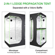 CoolGrows Upgraded 2-in-1 Mylar Hydroponic Grow Tent 48x36x72 Inch/36x24x53 Inch/60x48x80 Inch