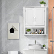 VINGLI Bathroom Cabinet Wall Mounted with Doors Wood Hanging Cabinet with Doors and Shelves Over The Toilet