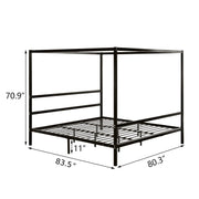 VINGLI Modern Metal Canopy Bed Frame Four Poster Bed Frame with Heavy Duty Steel Slat No Box Spring Needed