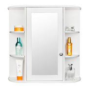 VINGLI Bathroom Wall Mounted Cabinet with 6 Shelvs Single Door Mirrior White