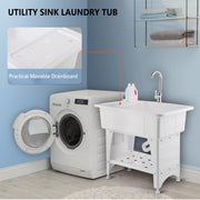 VINGLI 24-Inch Laundry Sink with Cabinet, Stainless Steel Utility Sink with Pull-Out Sprayer Faucet Laundry Cabinet and Drawer Combo for Laundry 
