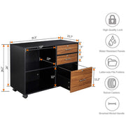 VINGLI Wood File Cabinets 3 Lateral Drawer with Lock
