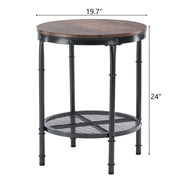 VINGLI 20" 2-Tier Wood Round End Table