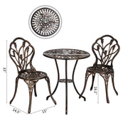 VINGLI 3 Piece Patio Bistro Sets Rust Resistant Patio Table and Chairs