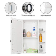 VINGLI Bathroom Wall Mounted Cabinet with 6 Shelvs Single Door Mirrior White