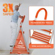 LUISLADDERS Folding Step Ladder with Widened Anti-Slip Strip Pedal