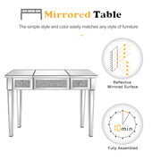 VINGLI Mirrored Makeup Vanity Table Desk with Stool