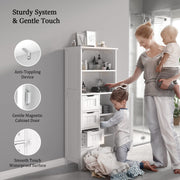 VINGLI 51in Tall Bathroom Floor Cabinet Wooden Storage Organizer Free-Standing Cupboard Cabinet White