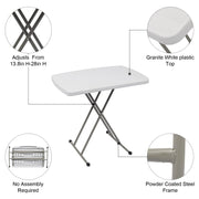 VINGLI Adjustable Folding Table Laptop TV Tray White