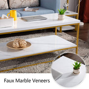 VINGLI 41.7" 2-Tier Rectangular Marble Coffee Table