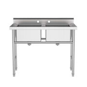 Vingli Commercial 304 Stainless Steel Restaurant Sink 2 Compartment Free Standing Utility Sink