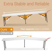 VINGLI 6 FT 3 PCS Portable Picnic Table Bench Sets Folding Table White