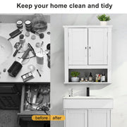 VINGLI Wood Bathroom Cabinet Wall Mounted with Doors Hanging
