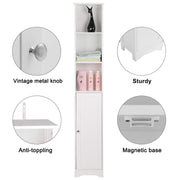 VINGLI 67in Bathroom Tall Cabinet Free Standing Bathroom Storage Tower Cabinet with Adjustable Shelves White