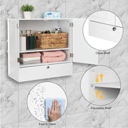 VINGLI Bathroom Cabinet Wall Mounted with 2 Doors and Shelves Over The Toilet Storage Cabinet White