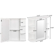 VINGLI Bathroom Wall Mounted Cabinet with 6 Shelvs Single Door Mirrior White
