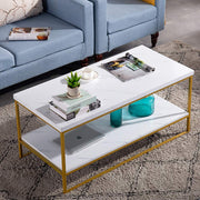 VINGLI 41.7" 2-Tier Rectangular Marble Coffee Table