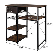 VINGLI Bakers Rack 4-Tiers Microwave Stand with Wine Rack