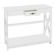 VINGLI Modern Console Table Slim Entryway Table with Drawer and Storage Shelf White