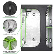 CoolGrows Upgraded 2-in-1 Mylar Hydroponic Grow Tent 48x36x72 Inch/36x24x53 Inch/60x48x80 Inch