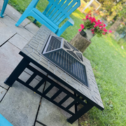 VINGLI 32 Inch Outdoor Square Fire Pit Table Black FP0SS32