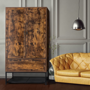 VINGLI 71in Wide Rustic Brown Armoire Wardrobe Closet