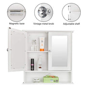 VINGLI Bathroom Wall Cabinet  with Double Mirror Door White