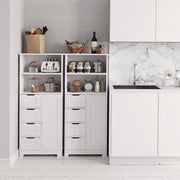 VINGLI 51in Tall Bathroom Floor Cabinet Wooden Storage Organizer Free-Standing Cupboard Cabinet White