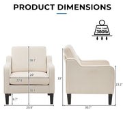 VINGLI AC115 30" Linen Mid Century Modern Oversized Upholstered Accent Chair