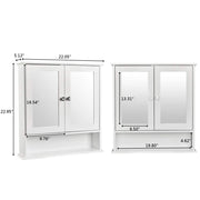 VINGLI Bathroom Wall Cabinet  with Double Mirror Door White