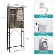 VINGLI Over The Toilet Storage Cabinet Free Standing Toilet Rack with Adjustable Shelves for Bathroom Washroom Wash Grey