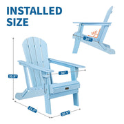 VINGLI HDPE Material Plastic Folding Adirondack Chairs Waterproof for Outdoor Blue/White/Teak