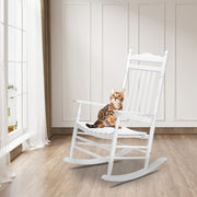 VINGLI Wooden Rocking Chair Porch Rocker White/Osk/Black
