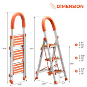LUISLADDERS Folding Step Ladder with Widened Anti-Slip Strip Pedal