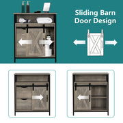 VINGLI Buffet Cabinet Farmhouse Bathroom Sliding Barn Door Floor Storage Cabinet Grey
