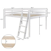 VINGLI Wooden Full Size Loft Bed with Stairs for Kids/Adults White